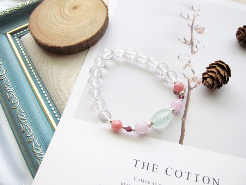 海水蓝宝 孔赛石 紫牙乌 红纹石 白水晶【大弹力回纹】原件寄出 - 手链/手环 - 水晶 多色