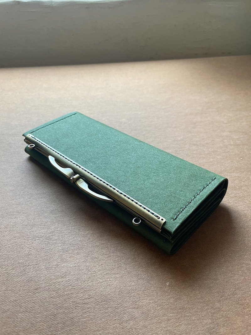- 纸皮革口金长夹 /-*松绿*2025新品*素食纸皮革 - 皮夹/钱包 - 纸 