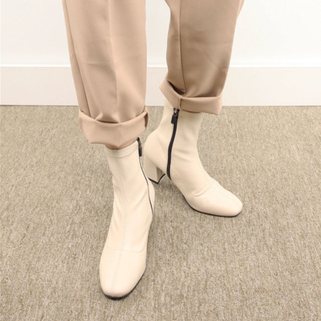 SPUR Carrot Raised Lining Span Ankle_QA8046 黄油色 - 女款短靴 - 人造皮革 白色
