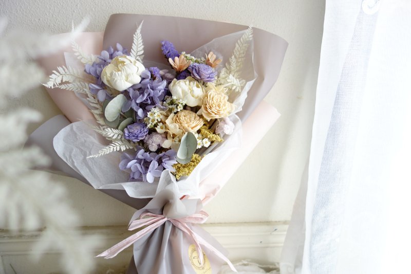 水蜜桃葡萄花束/毕业/情人节/生日/花束 - 干燥花/捧花 - 植物．花 紫色