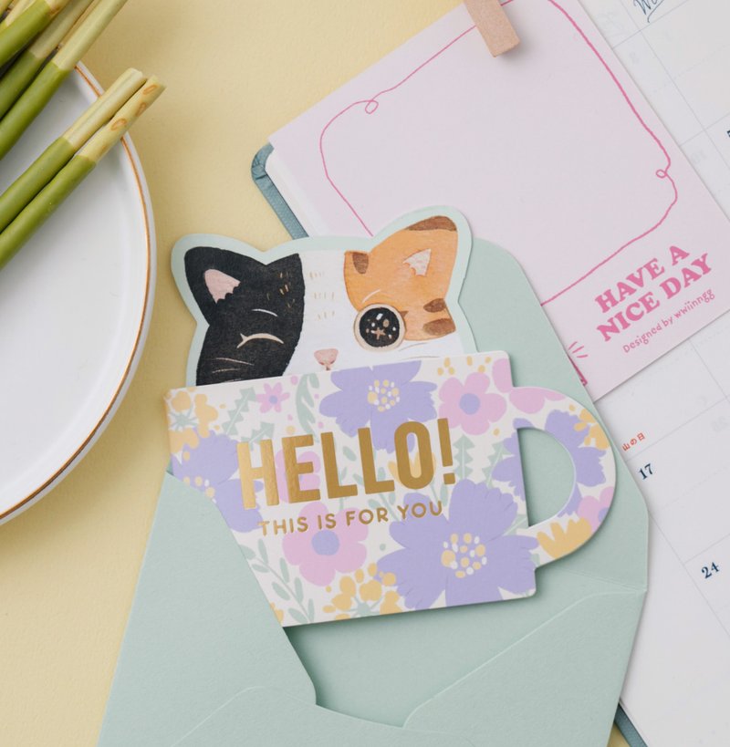 造型万用卡片- F三花猫 - 卡片/明信片 - 纸 粉红色