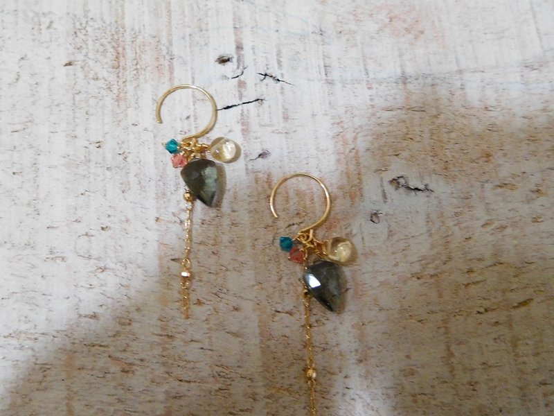 包14k金个性石英黄水晶流苏耳环 可改夹 - 耳环/耳夹 - 其他材质 金色