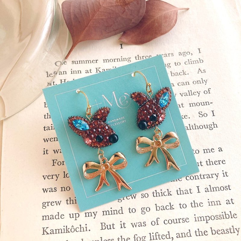 小鹿耳饰 耳针 耳夹 - 耳环/耳夹 - 水晶 咖啡色