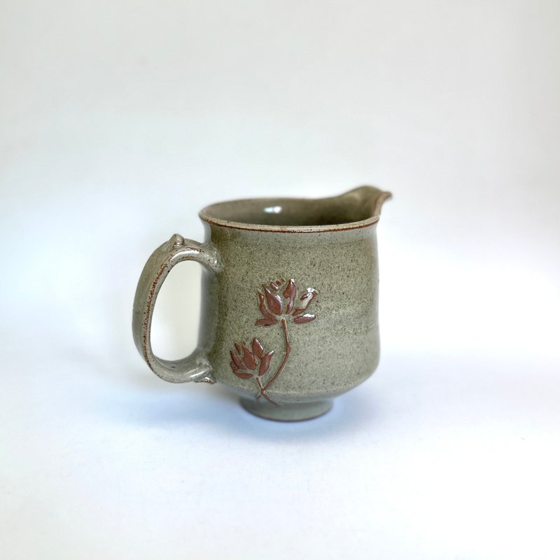 手作泥绘荷影茶叶末釉茶海 - 茶具/茶杯 - 陶 绿色