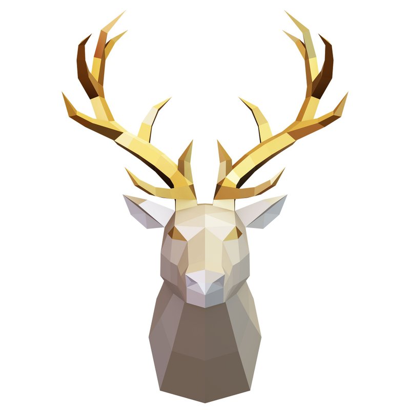 DIY Polygonal Deer Trophy (printable pdf template). Papercraft Animals - 手工艺教程/工具书 - 其他材质 