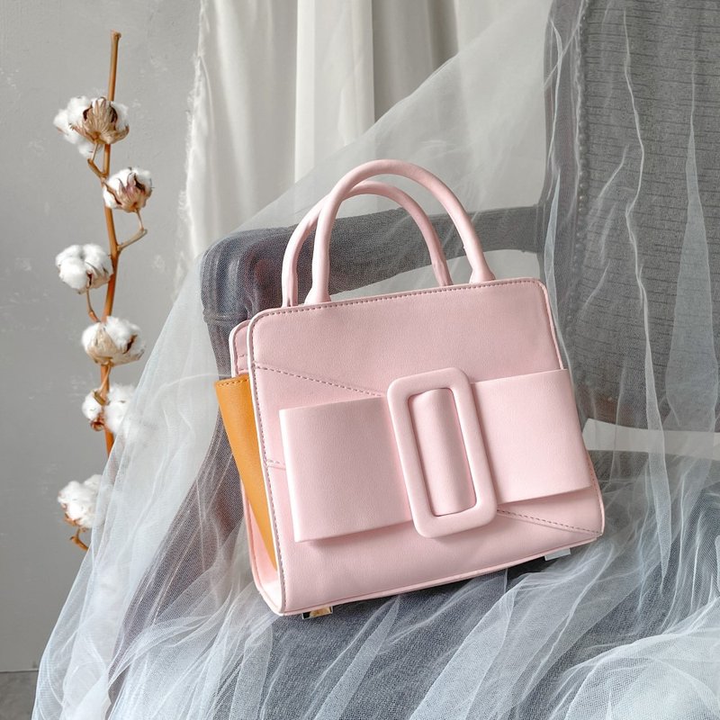 MERIMIES 蝴蝶结 手提包 | 草莓牛奶粉 - 手提包/手提袋 - 人造皮革 粉红色