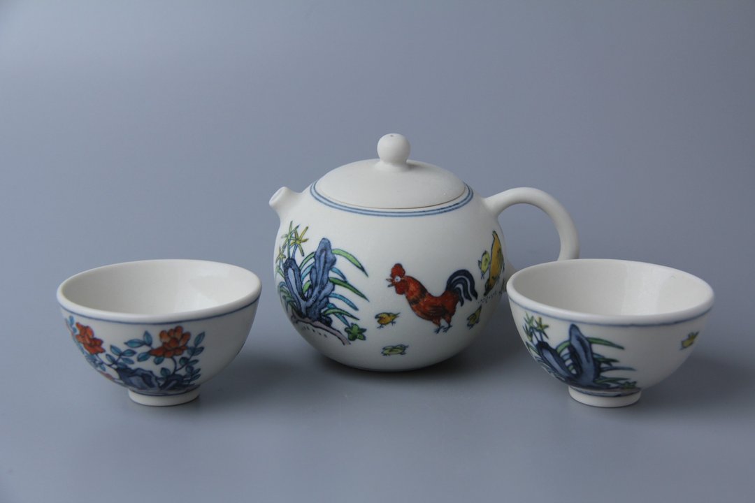 斗彩大吉壶组 - 茶具/茶杯 - 瓷 
