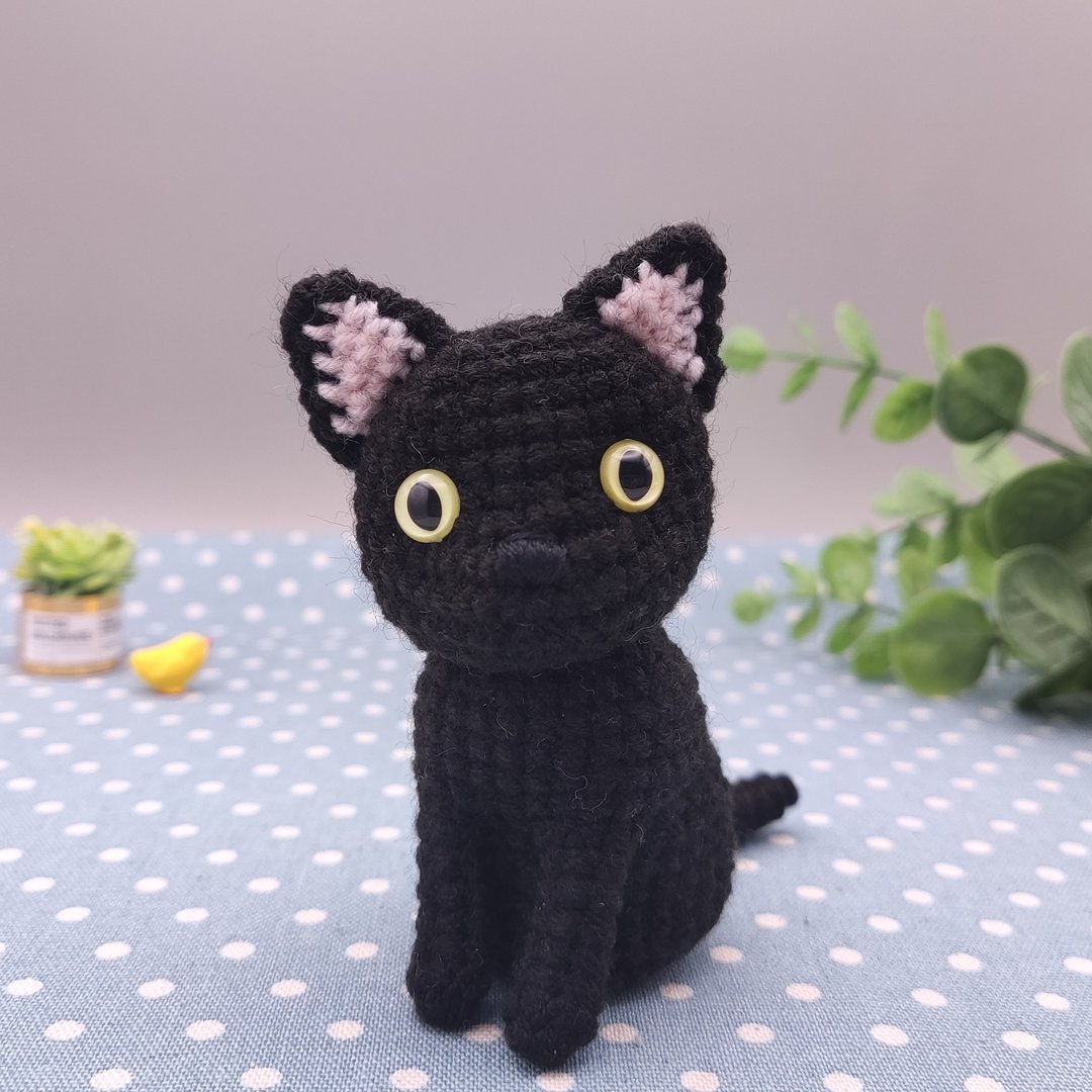 【现货】 黑猫 纯手工 钩针编织娃娃 - 玩偶/公仔 - 其他人造纤维 黑色