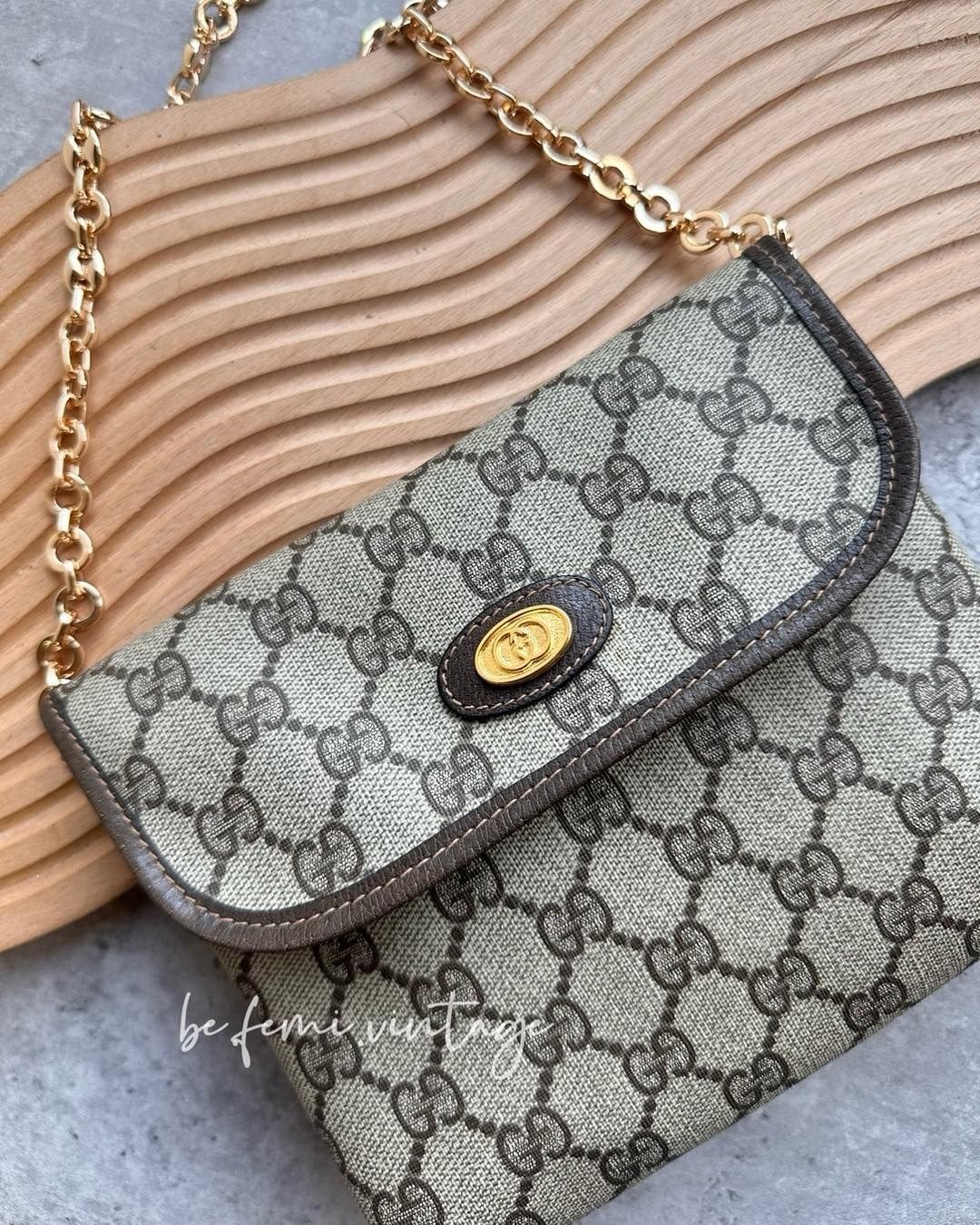 中古Gucci经典棕花小包 - 侧背包/斜挎包 - 防水材质 灰色