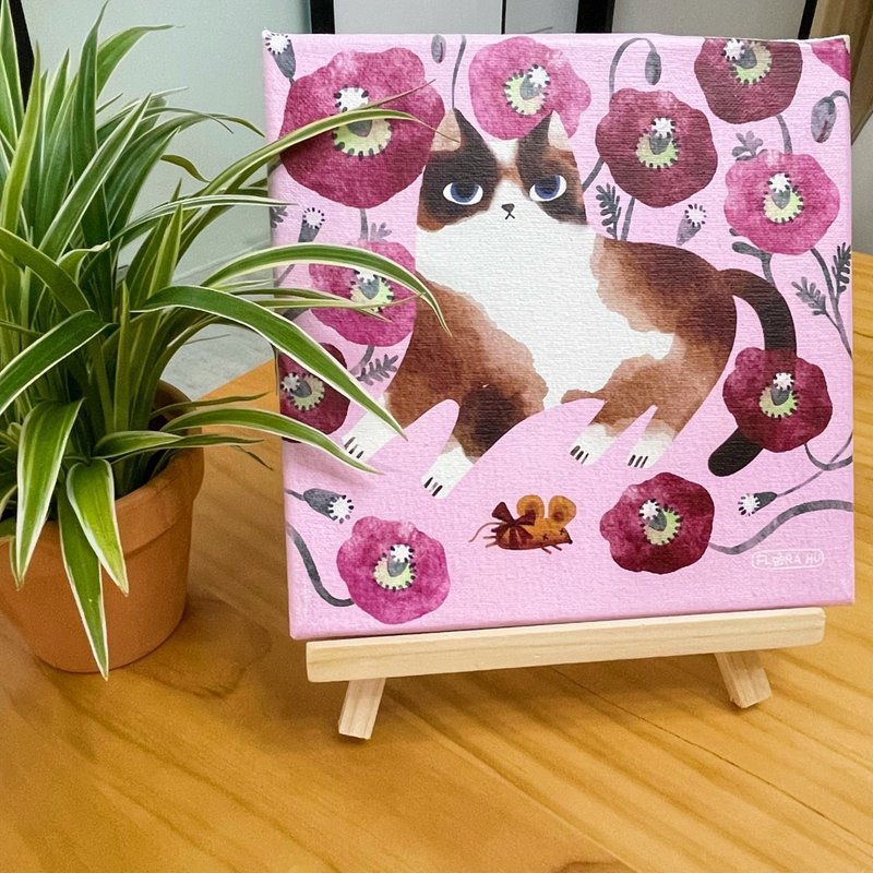 【Flora原创设计】谢恩喵 | 20×20CM 无框画 - 海报/装饰画/版画 - 棉．麻 粉红色