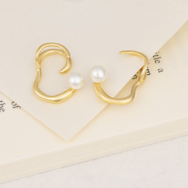 珍珠耳骨夹 / 耳扣 PK61 - 耳环/耳夹 - 其他金属 金色