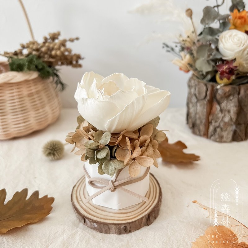 秋日里奶茶香氛扩香花 (赠送5ml香氛油) - 香薰/精油/线香 - 植物．花 卡其色