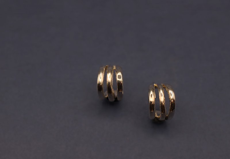 线条系列-三股925银耳环(一对) - 耳环/耳夹 - 纯银 