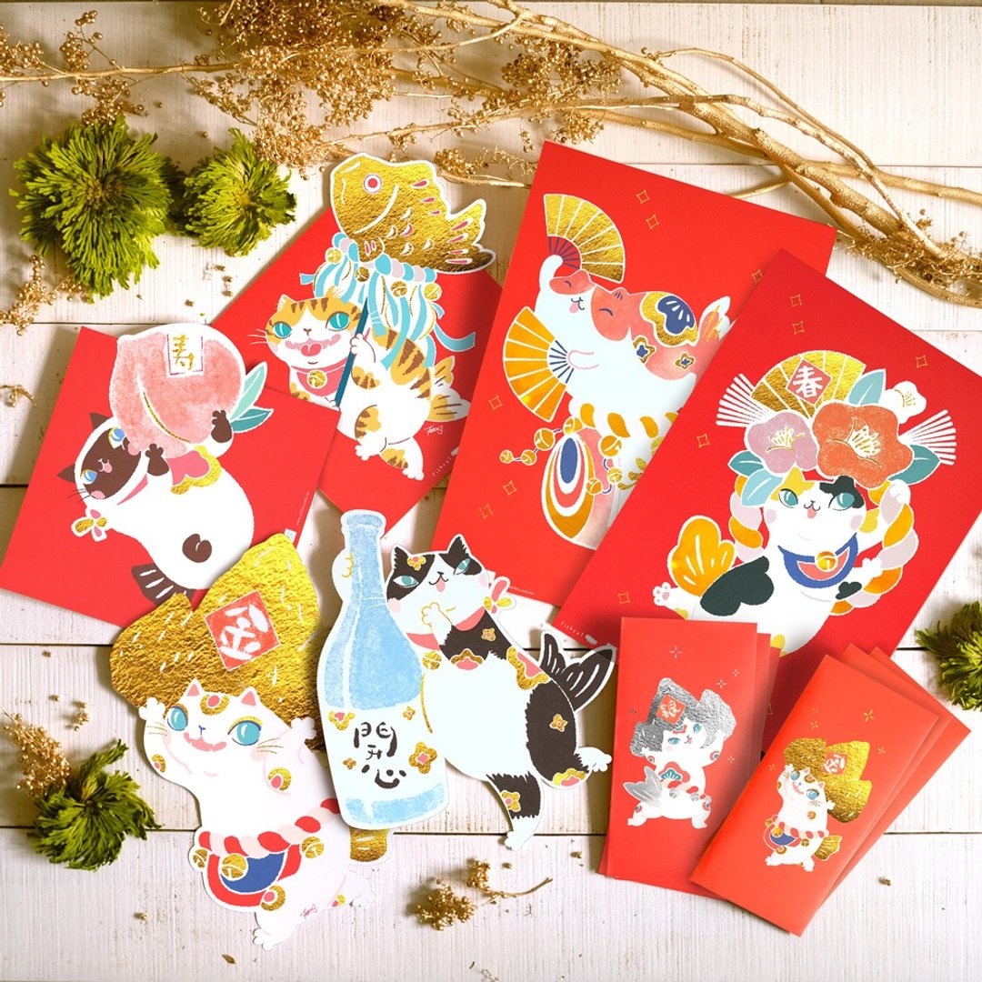 春联/红包袋－舞财舞乐舞春丰 套组12入 挥春 马年春联 - 红包/春联 - 纸 红色