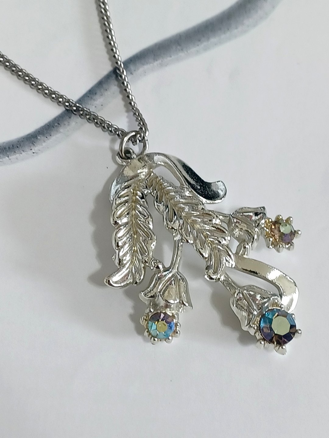 vintage jewelry 古典极光莱茵精雕花卉 项链 - 项链 - 其他金属 