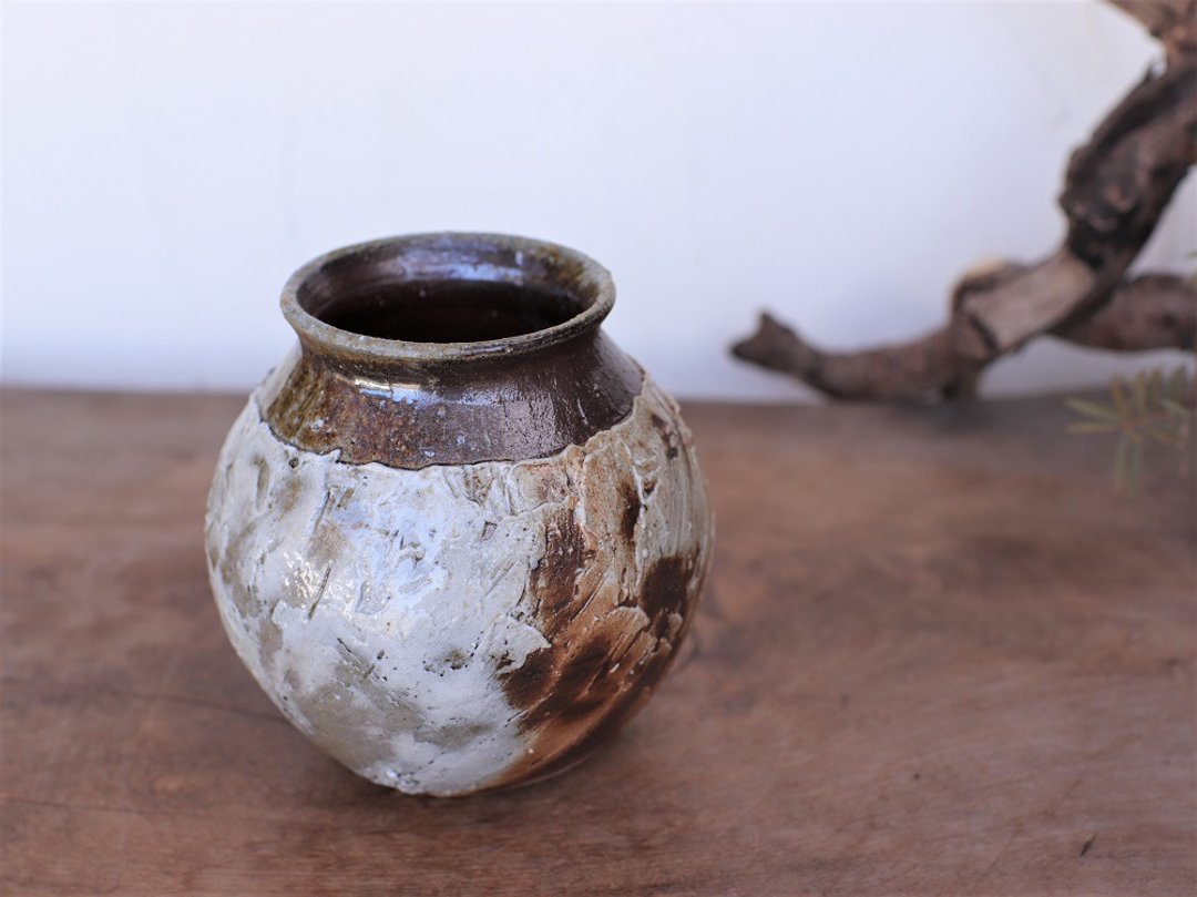 Bizen ware flower lover case h3-110 - 花瓶/陶器 - 陶 咖啡色