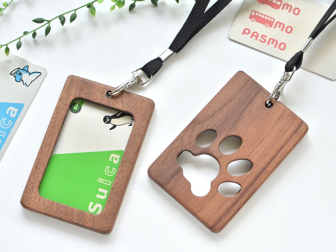 Neck strap wooden card holder/Dog paw pad - 证件套/卡套 - 木头 