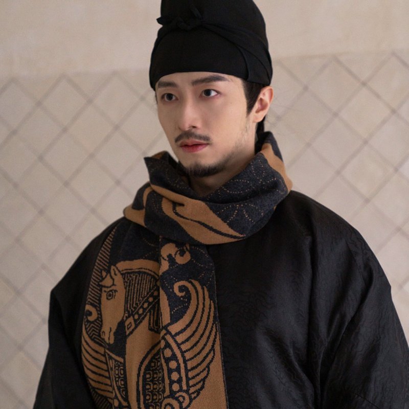 【银标系列】新中式复古/春风翼马纹羊毛围巾/双面披肩 - 围巾/披肩 - 羊毛 多色