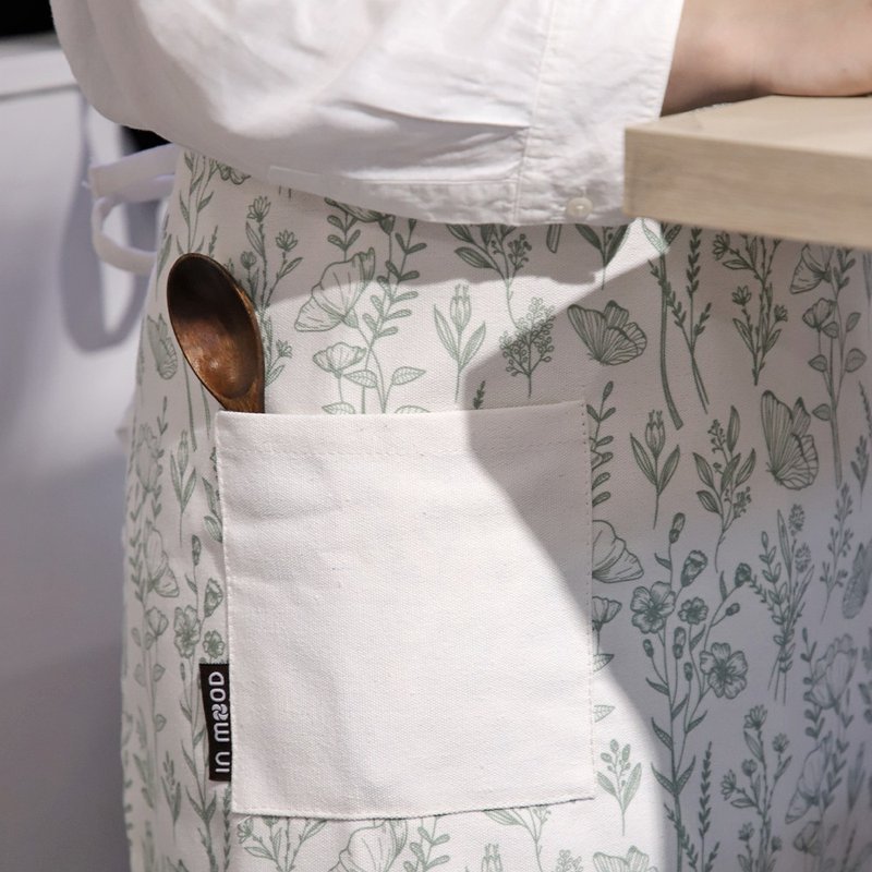 田园花草围裙 - 围裙 - 棉．麻 白色