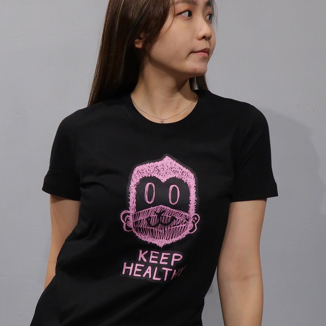 Healthy Monkey / 女 / T恤 - 女装 T 恤 - 棉 黑色