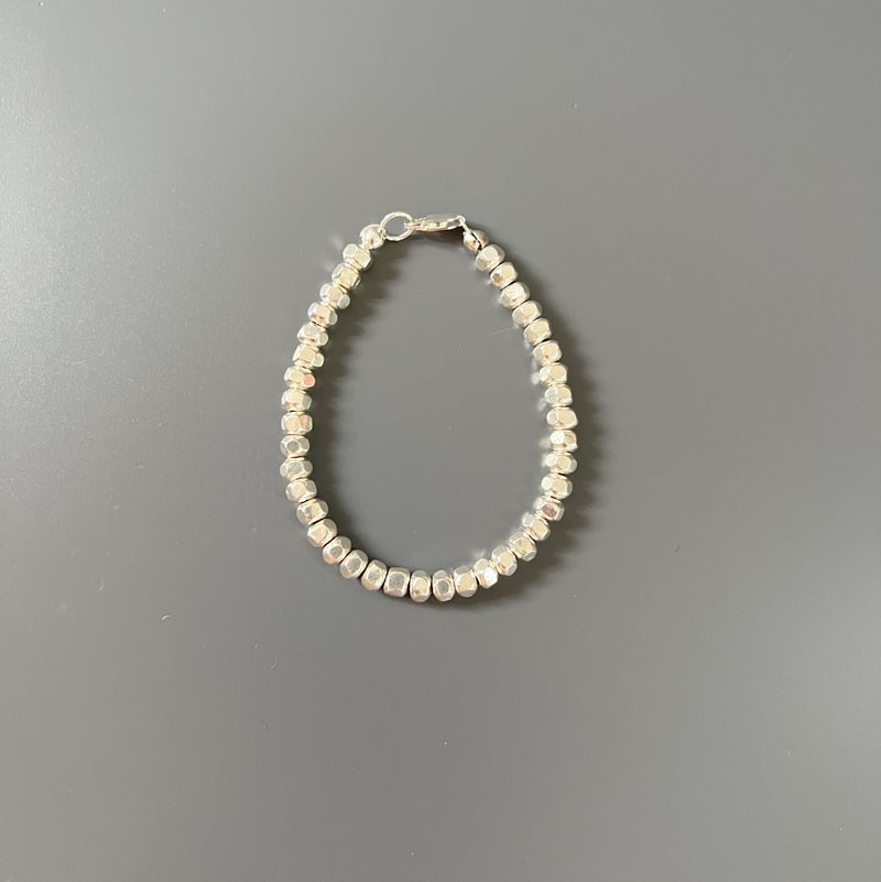 纯手工打磨纯度980车轮型珠手链 免费【圣诞礼盒】包装 - 手链/手环 - 银 银色