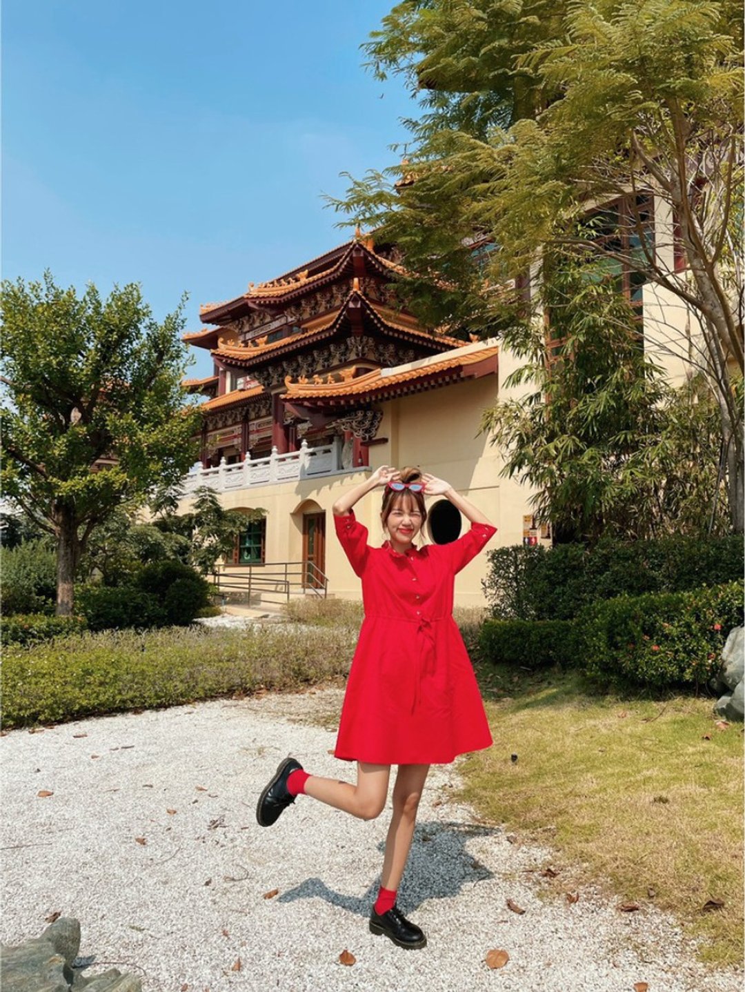 Highestjump Fairy Tale Dress (Red) - 洋装/连衣裙 - 棉．麻 粉红色