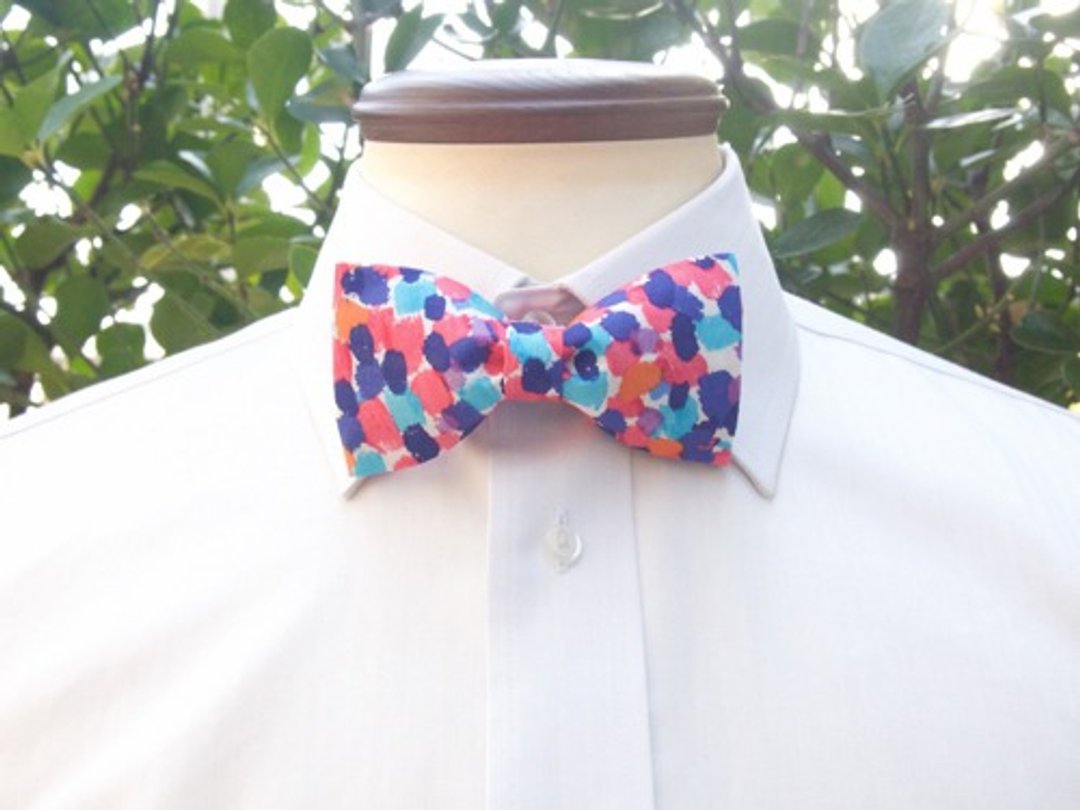 TATAN Marble bow tie (pink) - 领结/领巾 - 棉 粉红色