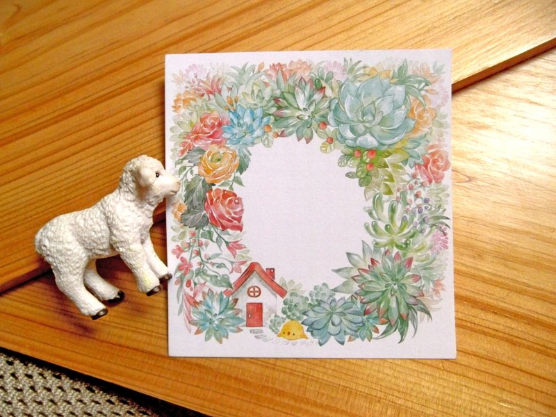 多肉缭绕 自由剪裁万用卡/明信片postcard - 卡片/明信片 - 纸 白色