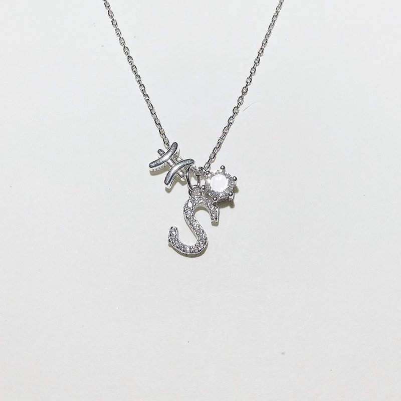 限时优惠 DearBell 925纯银字母水晶字母星座颈链 - 项链 - 纯银 