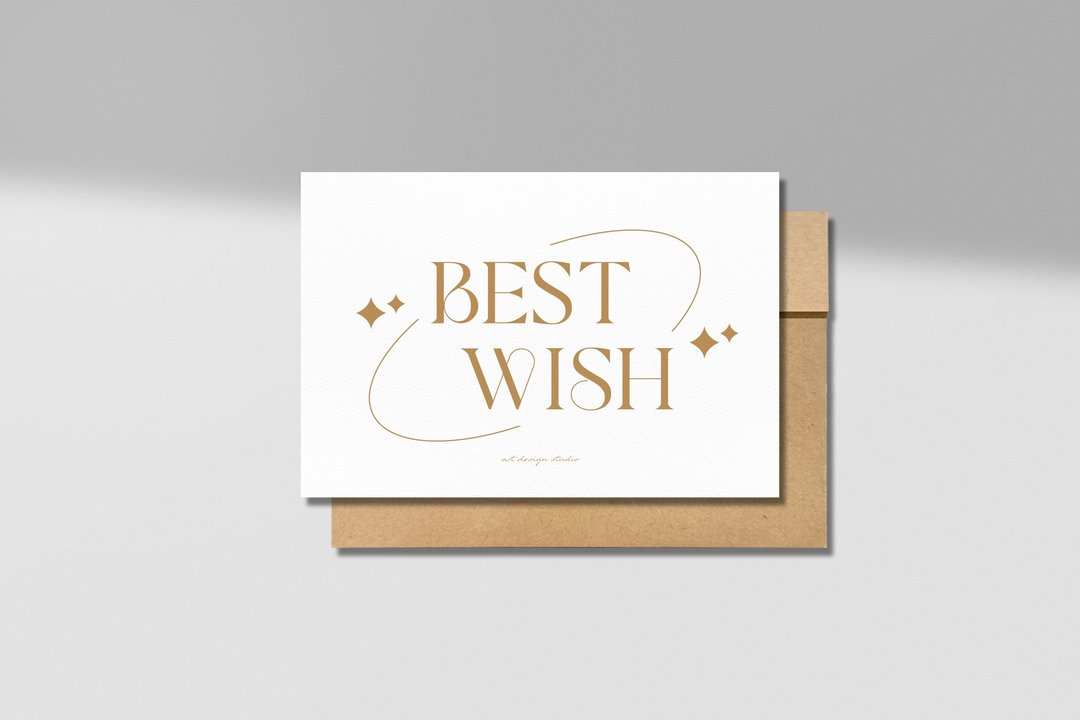 【万用卡片 | 祝福卡】 简约文字 BEST WISH (含信封) - 卡片/明信片 - 纸 白色