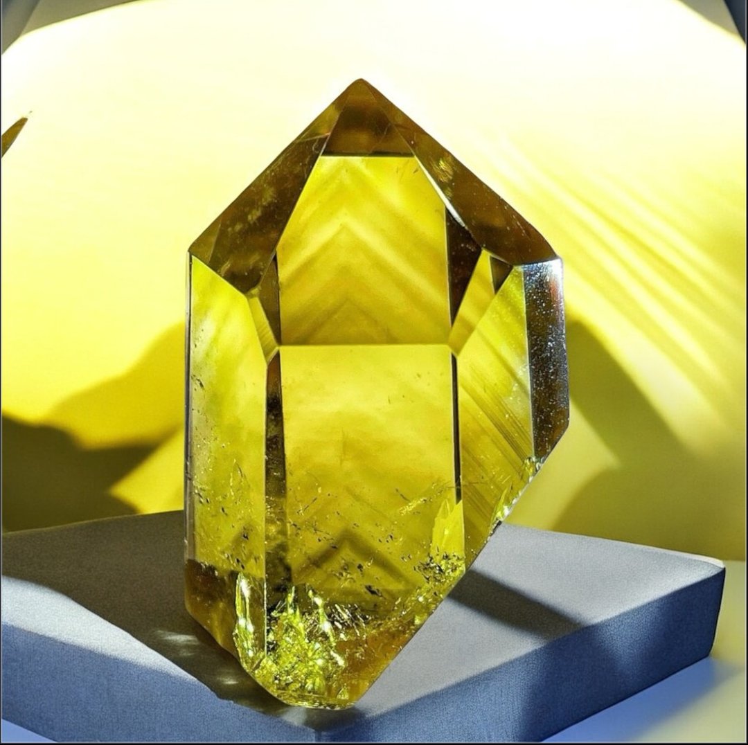 彩虹光 黄水晶柱 千层幻影金字纹 黄水晶柱 水晶柱 - 摆饰 - 水晶 黄色