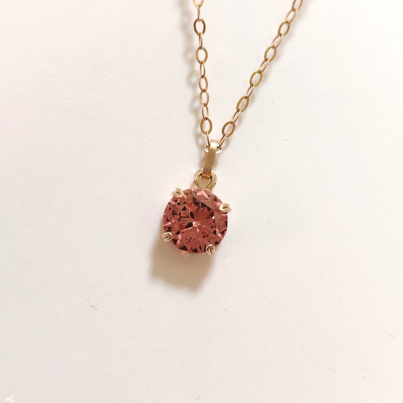 亞歷山大變色石項鍊 圓形變色石小吊墜 手工鑲嵌雙色寶石14KGF - 项链 - 半宝石 黄色