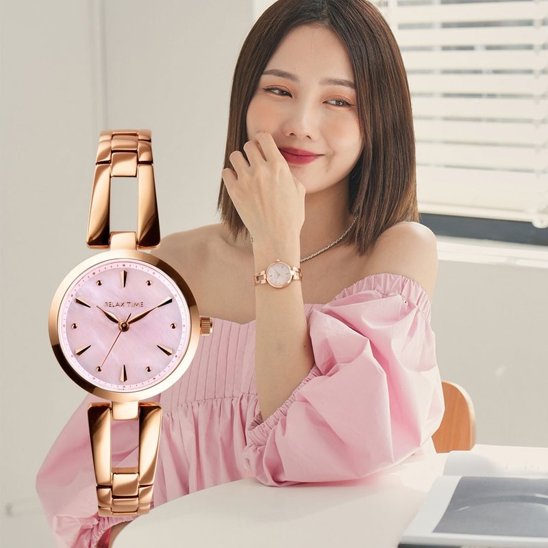 RELAX TIME 小资の微甜表款 (RT-71-8)粉红贝壳x玫瑰金 - 女表 - 不锈钢 粉红色