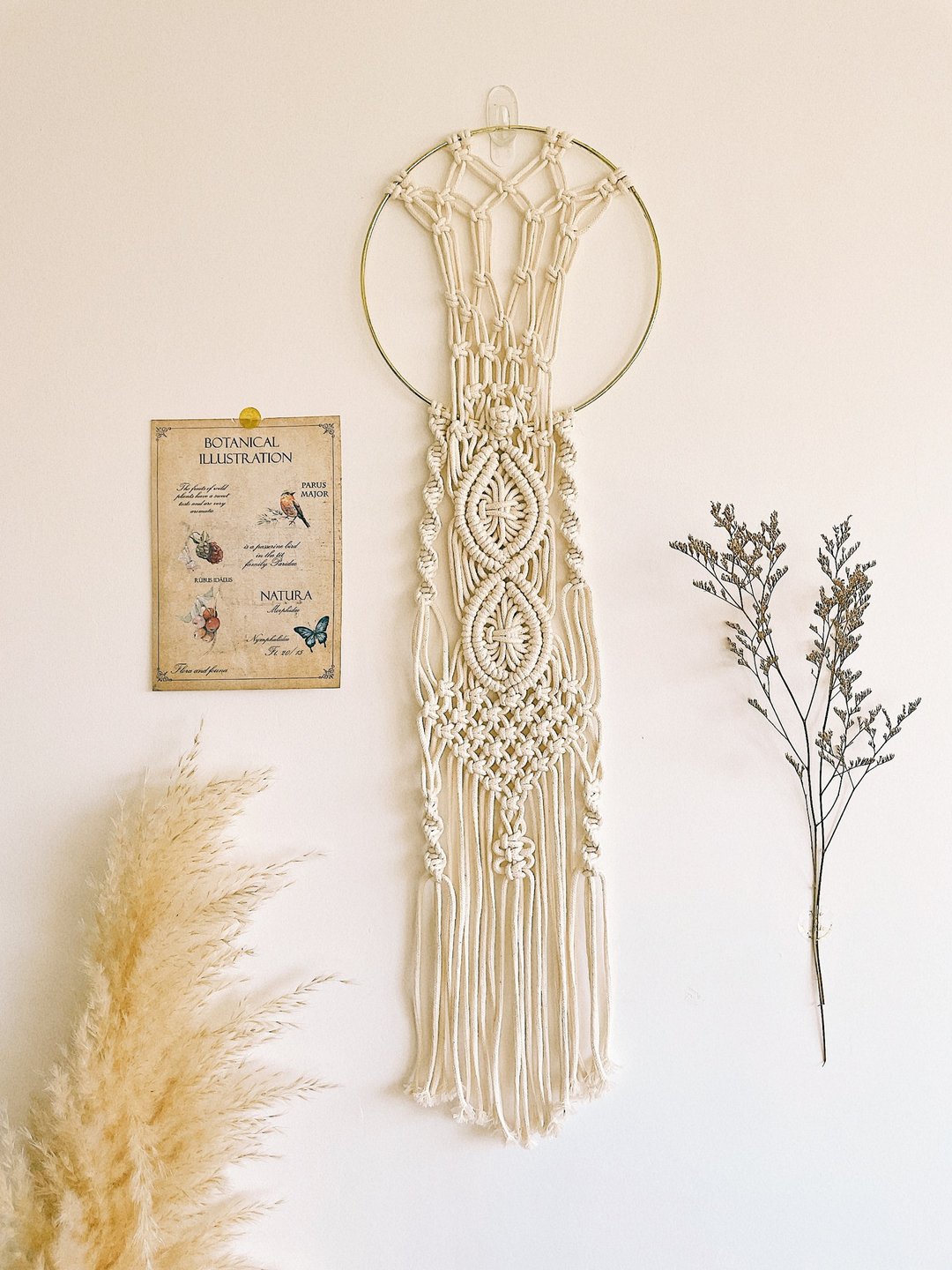 macrame 满月-金属圈圈棉绳编织壁挂.墙饰.礼品 - 墙贴/壁贴 - 棉 卡其色