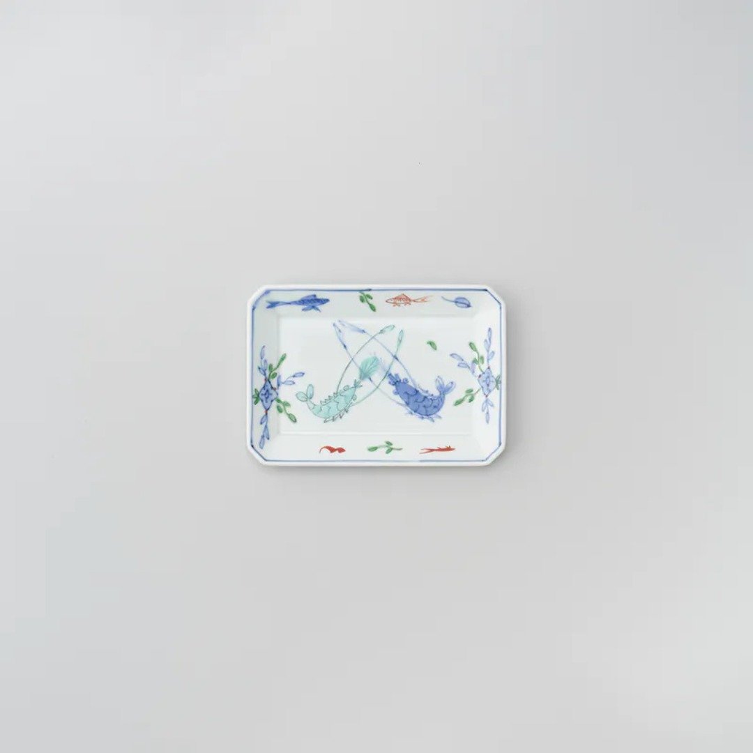 【303select】有田烧 日本 染锦双海老长方盘 . 圆盘 多尺寸 - 盘子/餐盘/盘架 - 瓷 