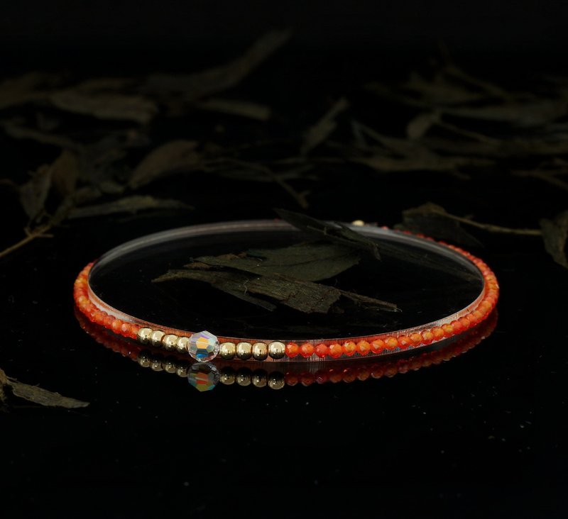 轻奢风 橙锆石 14KGF Swarovski 水晶手链 - 手链/手环 - 宝石 