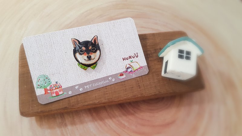 | 手绘宠物系列 | 柴犬小徽章(黑柴) - 胸针 - 其他材质 