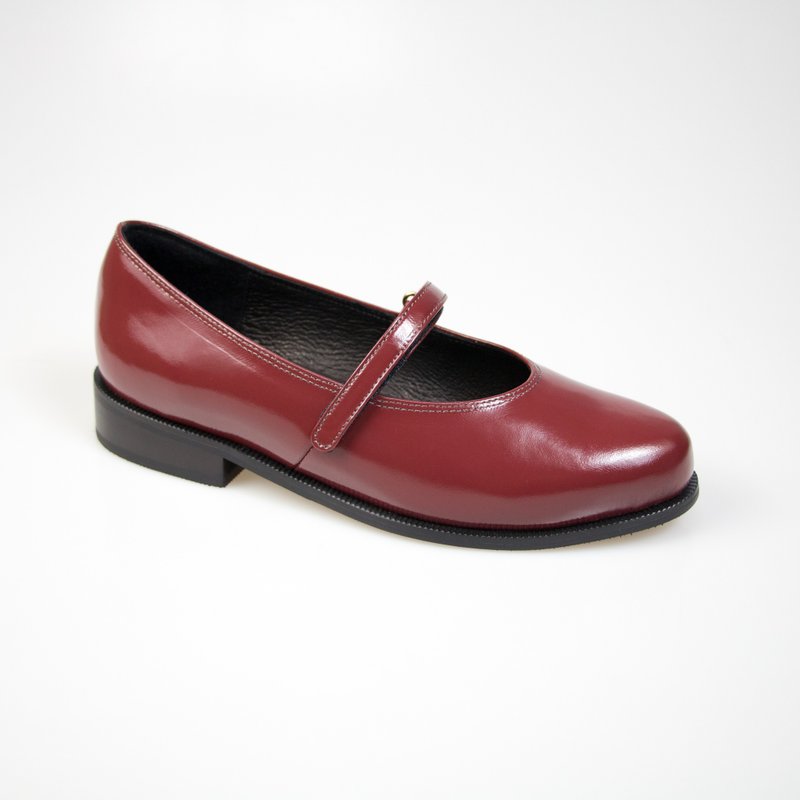 细带玛莉珍女鞋/酒红色/275C楦 - 芭蕾鞋/娃娃鞋 - 真皮 红色