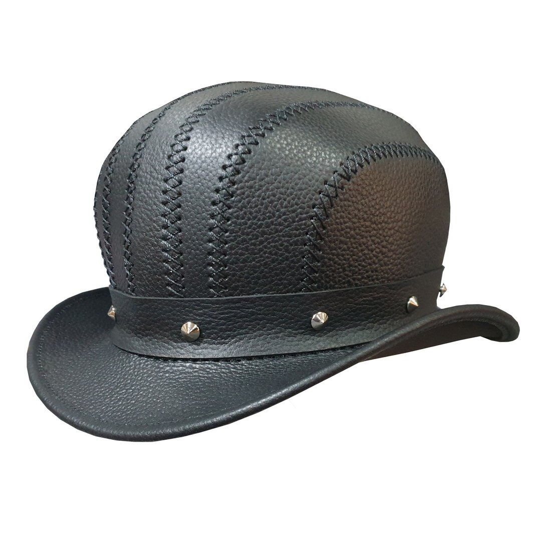 Steampunk Bowler Leather Top Hat - 帽子 - 真皮 黑色