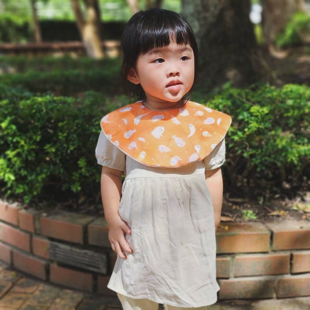 二重纱围兜/口水巾/BABY口水兜(万圣节-幽灵鬼鬼-橘色)共6层 - 围嘴/口水巾 - 棉 橘色