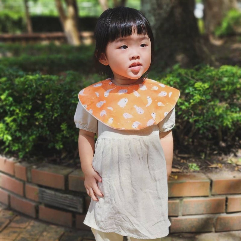 二重纱围兜/口水巾/BABY口水兜(万圣节-幽灵鬼鬼-橘色)共6层 - 围嘴/口水巾 - 棉．麻 橘色