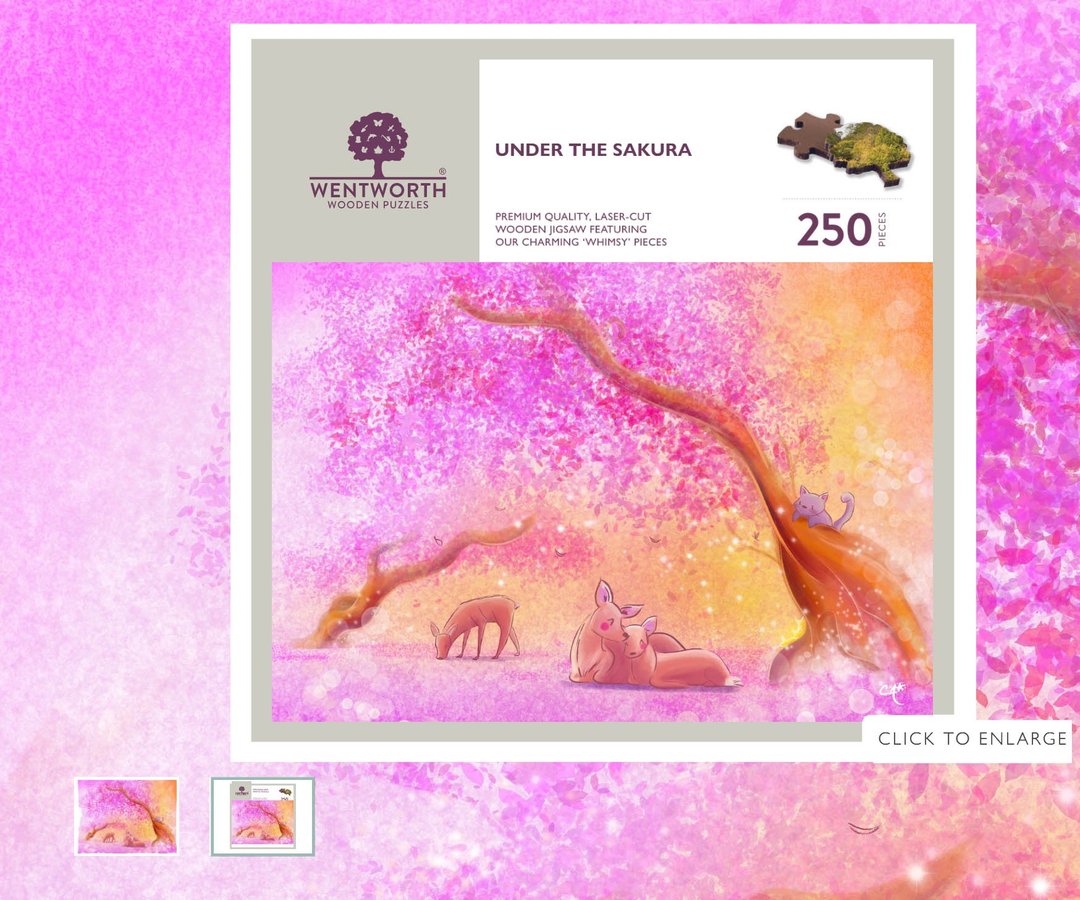 樱花谜底下 - 拼图 - 木头 粉红色