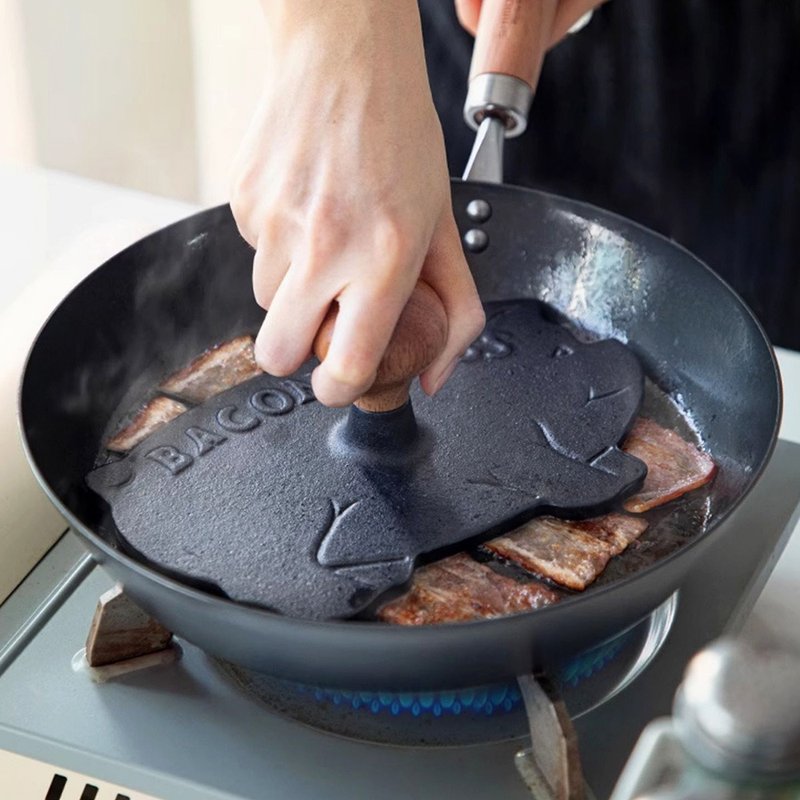日本霜山 小猪造型铸铁压肉板 - 厨房用具 - 其他金属 黑色