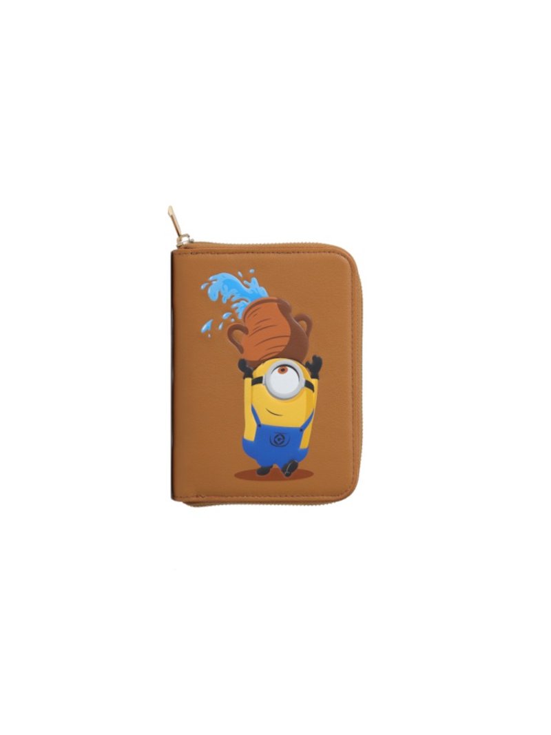 Minions 星座皮革银包 (水瓶座) - 皮夹/钱包 - 真皮 咖啡色