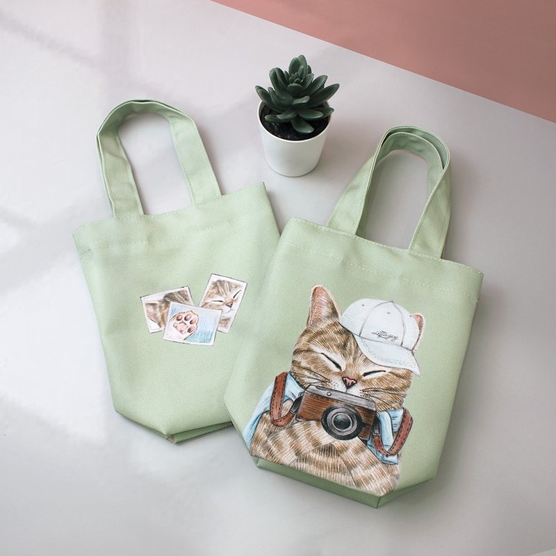 防泼水万用环保饮料袋 _ 虎斑猫 - 手提包/手提袋 - 防水材质 绿色