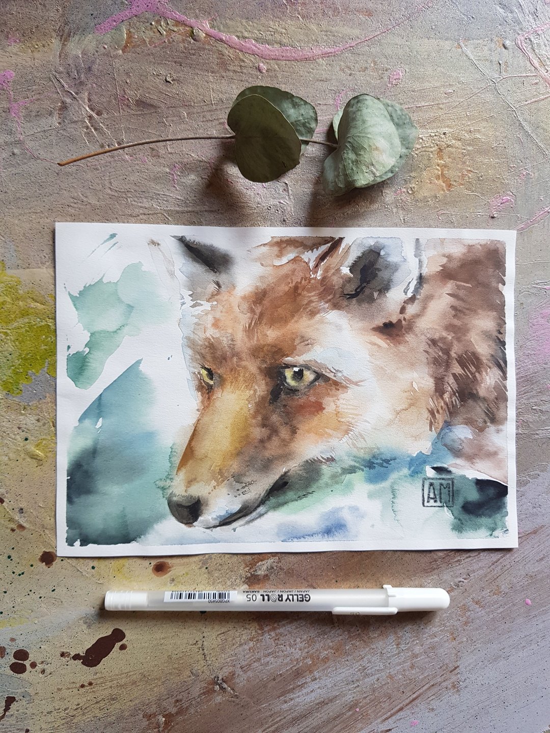 Fox in the forest 01 - artwork hand painted Watercolor painting on paper - 墙贴/壁贴 - 其他材质 