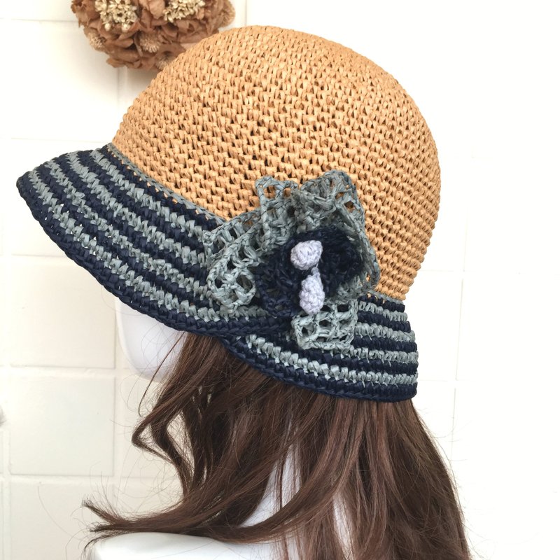 不要小看自己防晒散步遮阳帽/纸拉菲草/草帽/防晒 - 帽子 - 纸 灰色