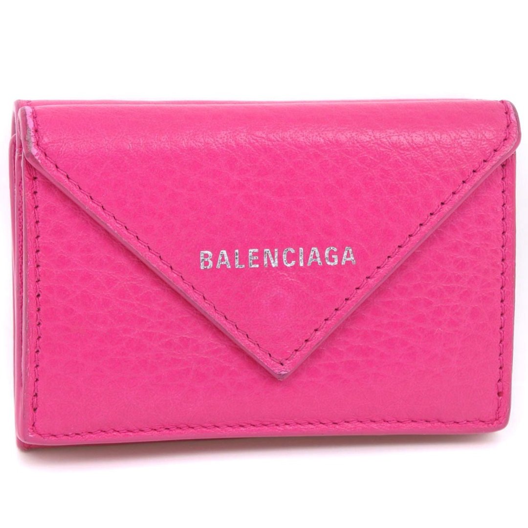 【日本直送】【BALENCIAGA】巴黎世家 Paper Mini 391446 牛皮 桃粉色 女仕 三折式短夹【二手】 - 皮夹/钱包 - 真皮 粉红色
