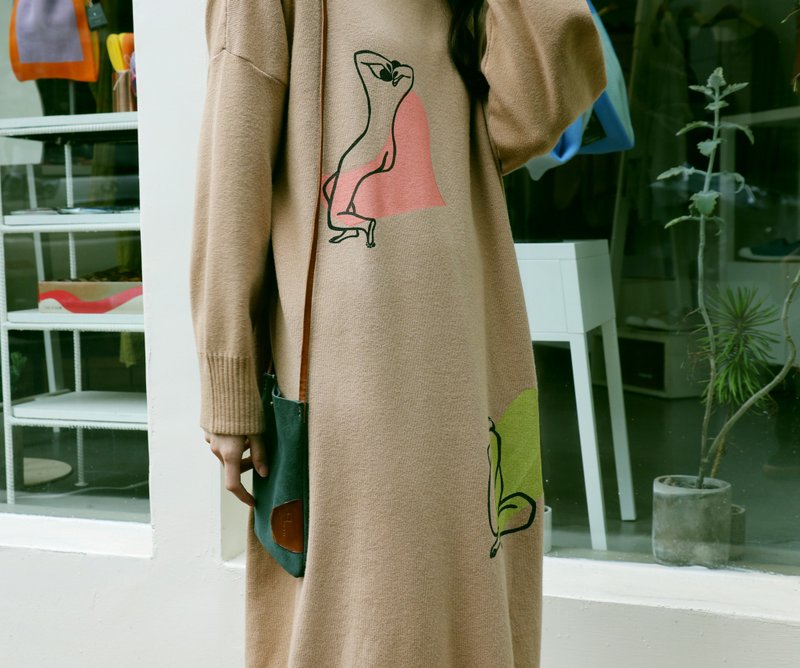 Cognoscenti 驼色 针织长版 毛衣 /秋冬/手工印制/常玉 - 女装针织衫/毛衣 - 其他人造纤维 卡其色