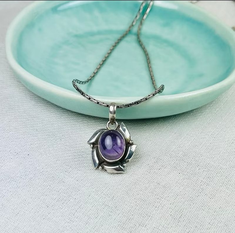 A Lu 紫水晶925纯银项链/纯银饰品 手工创作 附赠拭银布 - 项链 - 宝石 多色